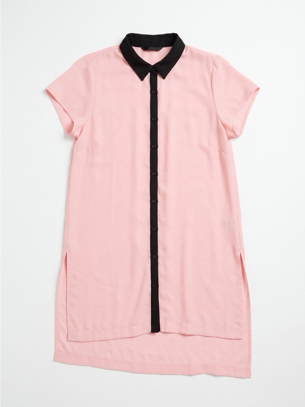 Michel Studio Pink Midi Shirt Dress with Black Trim